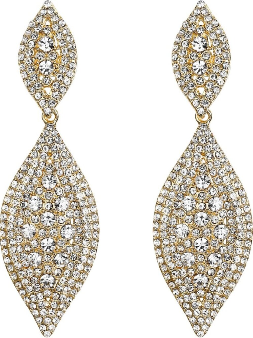 Elegant Rhinestone Crystal Bridal Drop Dangle Earrings - Wedding Jewelry, 2 Leaf